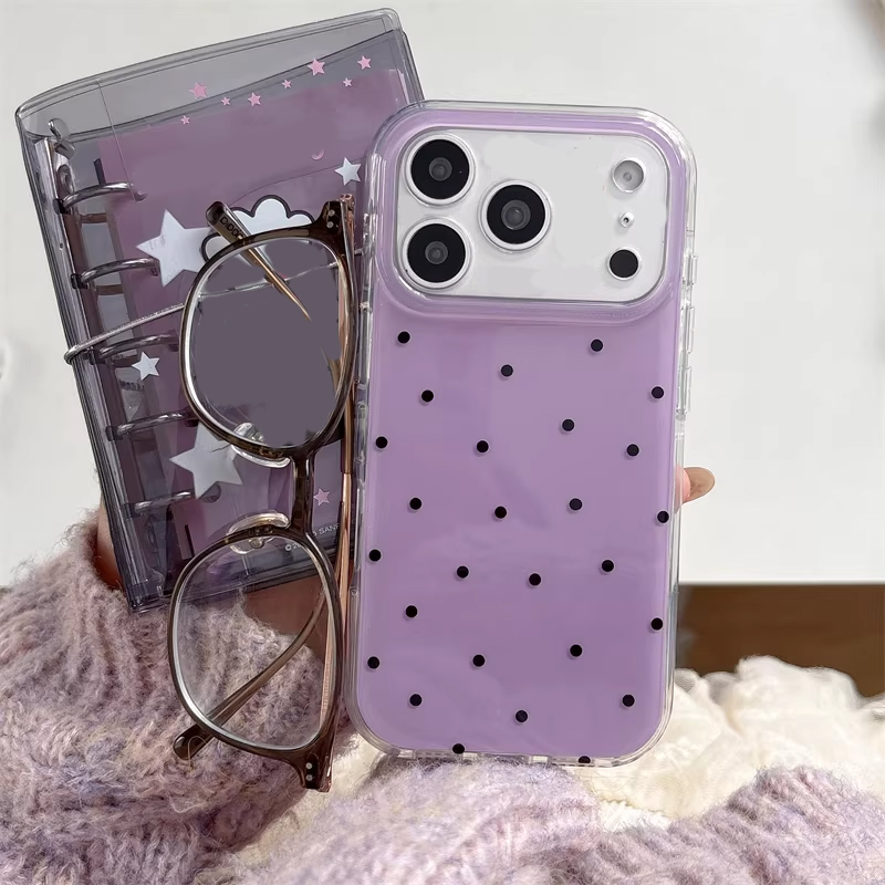 Phone Cases Purple - Korean Ins Girl Simple Purple Polka