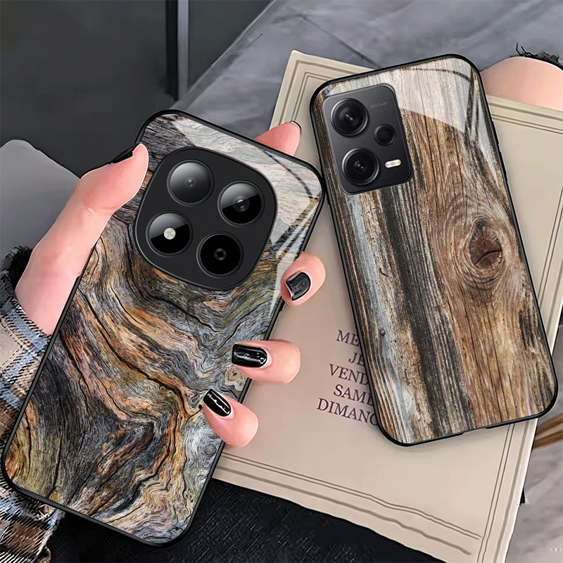 Phone Cases Shein - Vintage Wood Grain Pattern Glass Phone