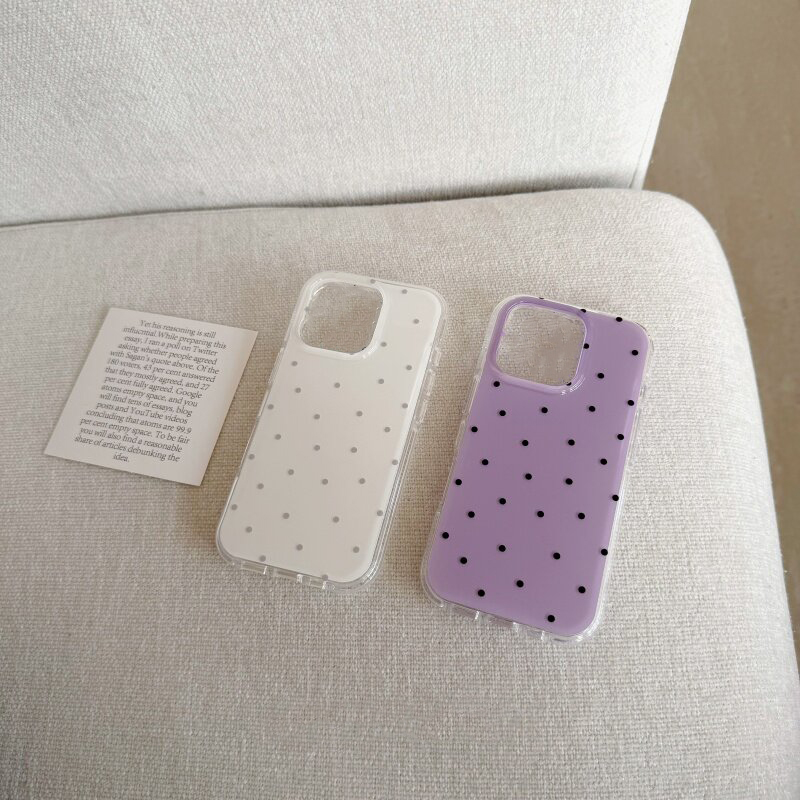 Phone Cases Purple - Korean White & Purple Polka Dots