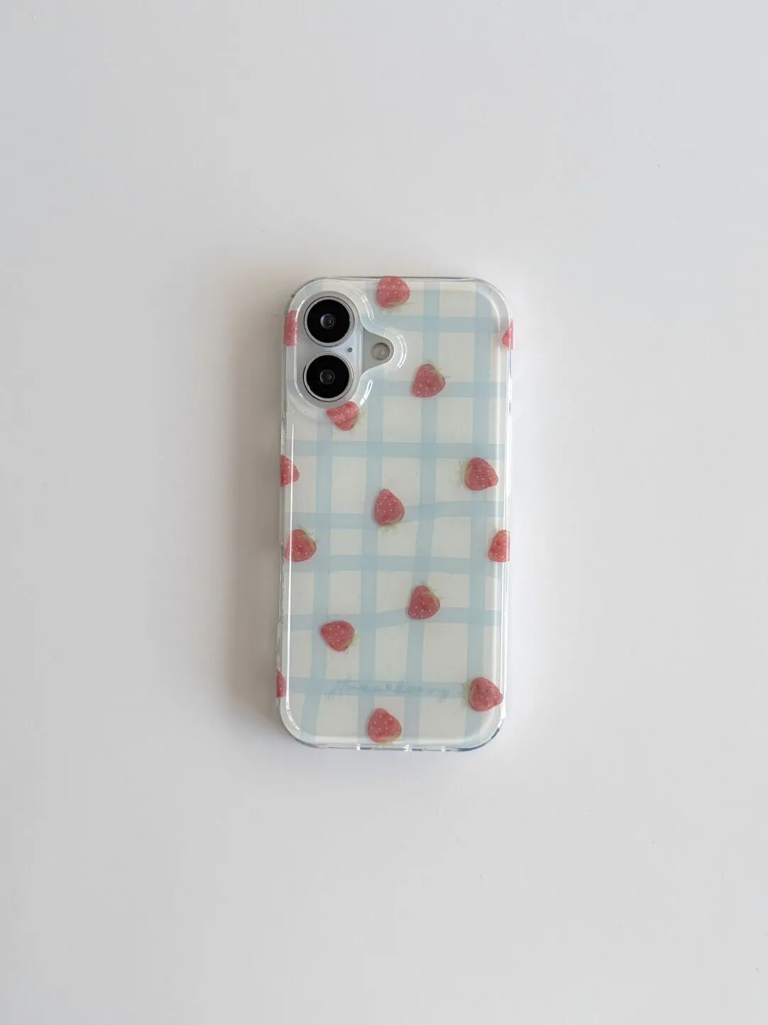 Phone Cases Purple - Fresh Blue Grid Pattern Strawberries Luxury