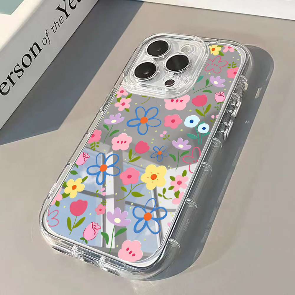 Phone Cases Xr Iphone - Korean Ins Style Floral Silver Mirror