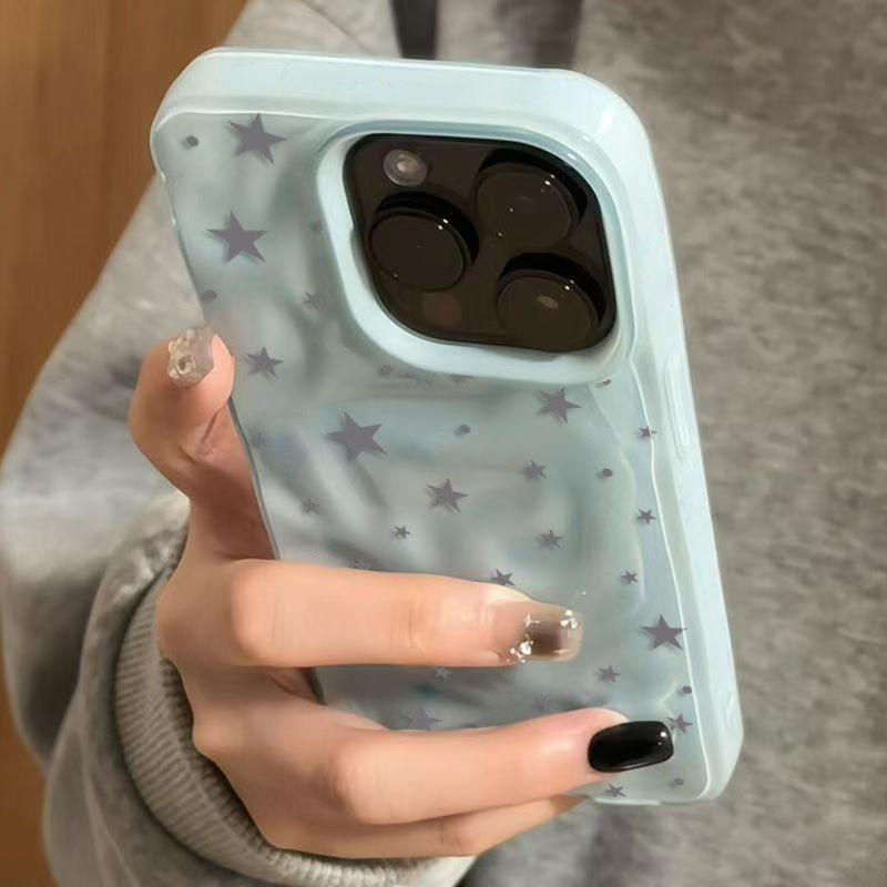 Phone Cases Purple - Minimalist Cute Star Wave Texture Phone