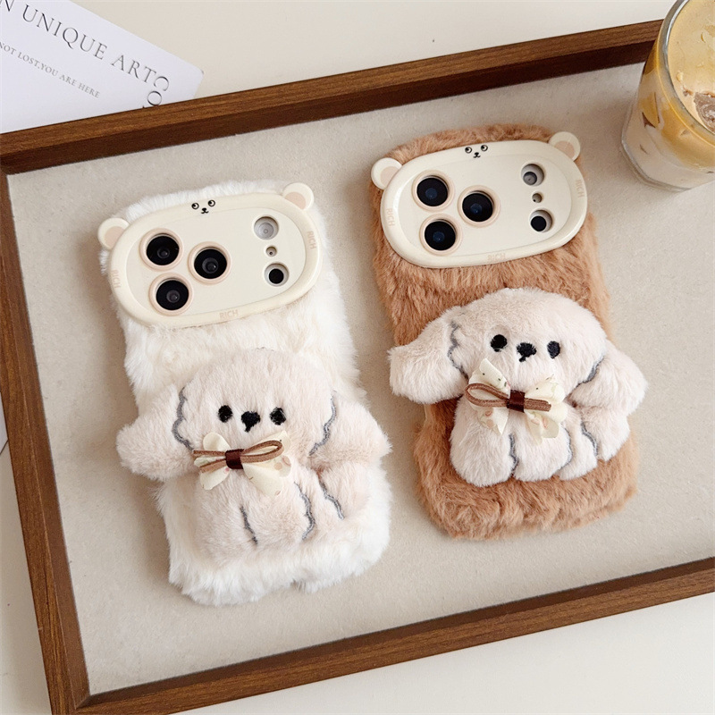 3D Cartoon Bowknot Puppy Warm  - Phone Cases For Iphone 13 review and price