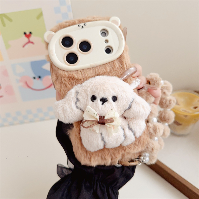 3D Cartoon Bowknot Puppy Warm  - Phone Cases For Iphone 13 review and price