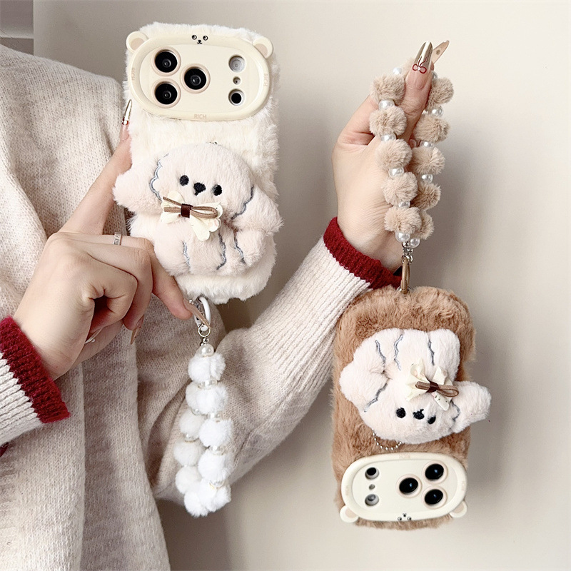 3D Cartoon Bowknot Puppy Warm  - Phone Cases For Iphone 13 review and price
