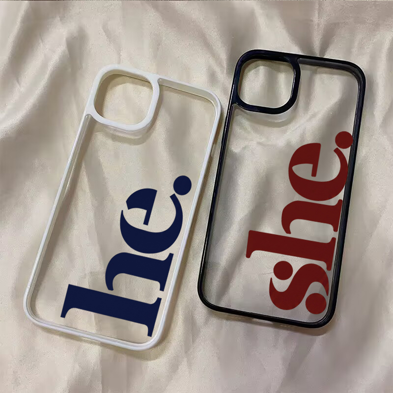 He She Letter Couple Phone Cas - Phone Cases Shein review and price
