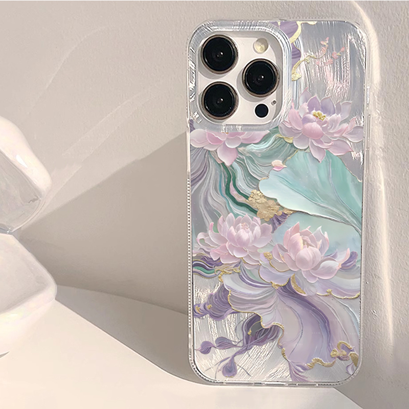 Dreamy Purple Lotus Print Aest - Phone Cases Purple review and price