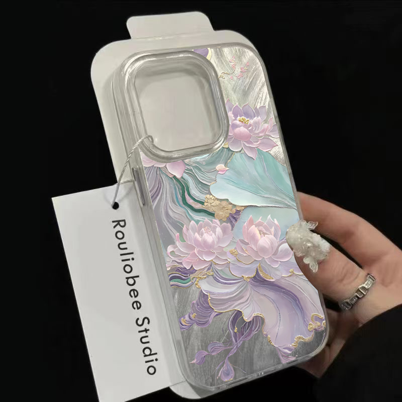 Dreamy Purple Lotus Print Aest - Phone Cases Purple review and price
