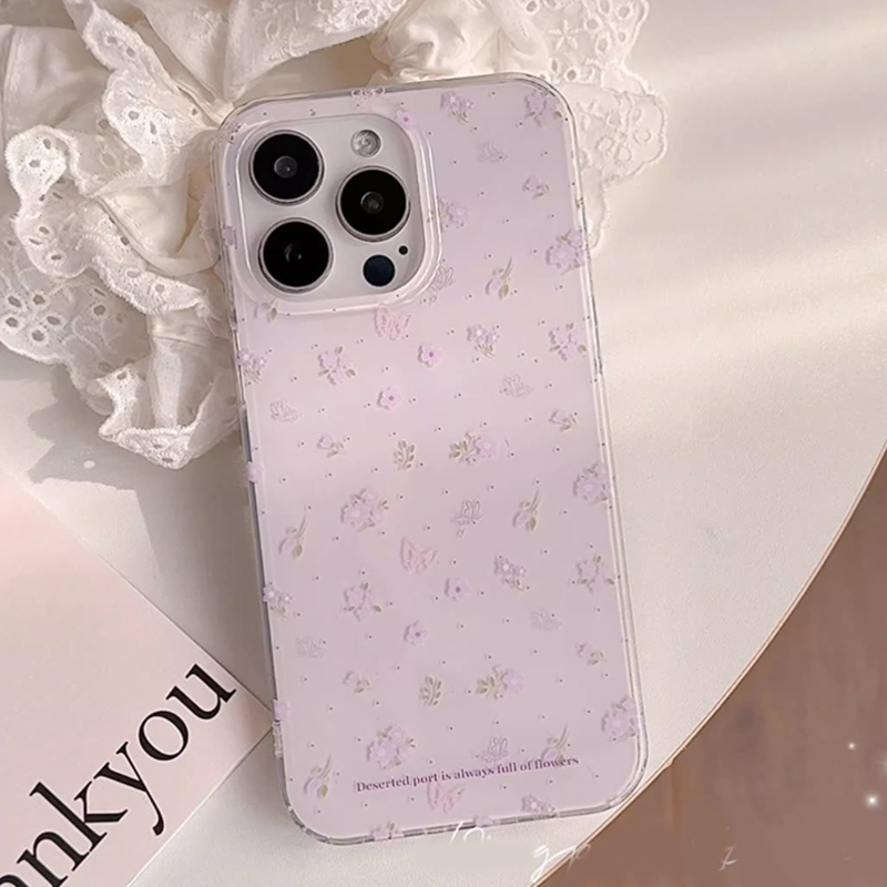 Ins Korean Purple Floral Gentl - Phone Cases Purple review and price