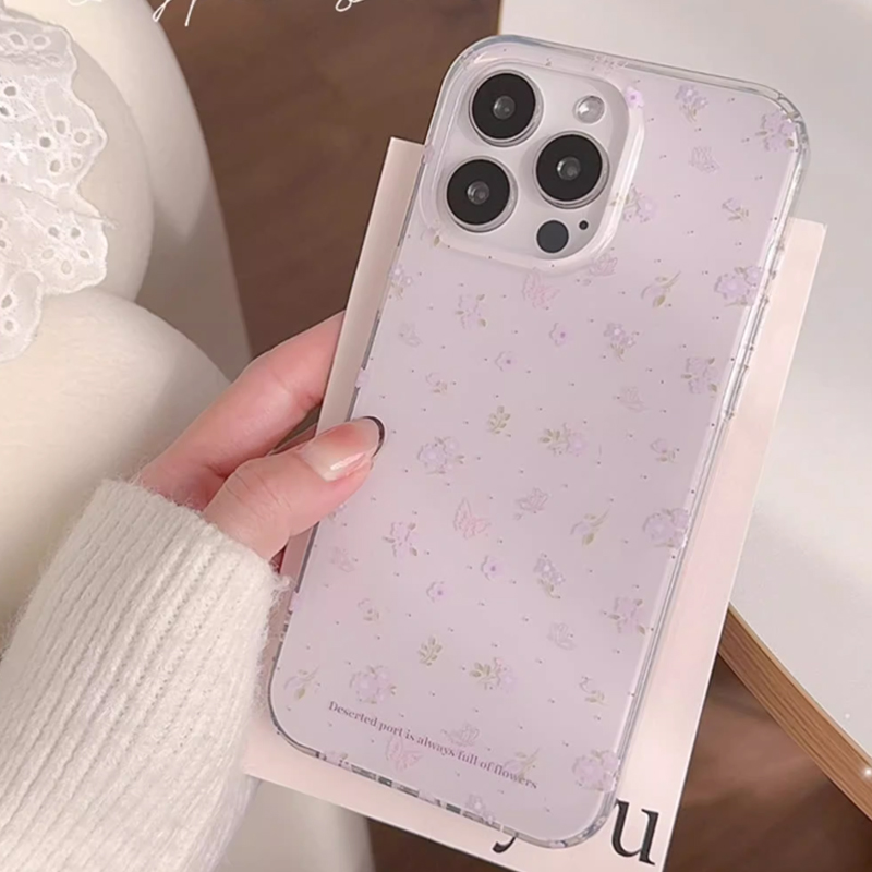 Ins Korean Purple Floral Gentl - Phone Cases Purple review and price