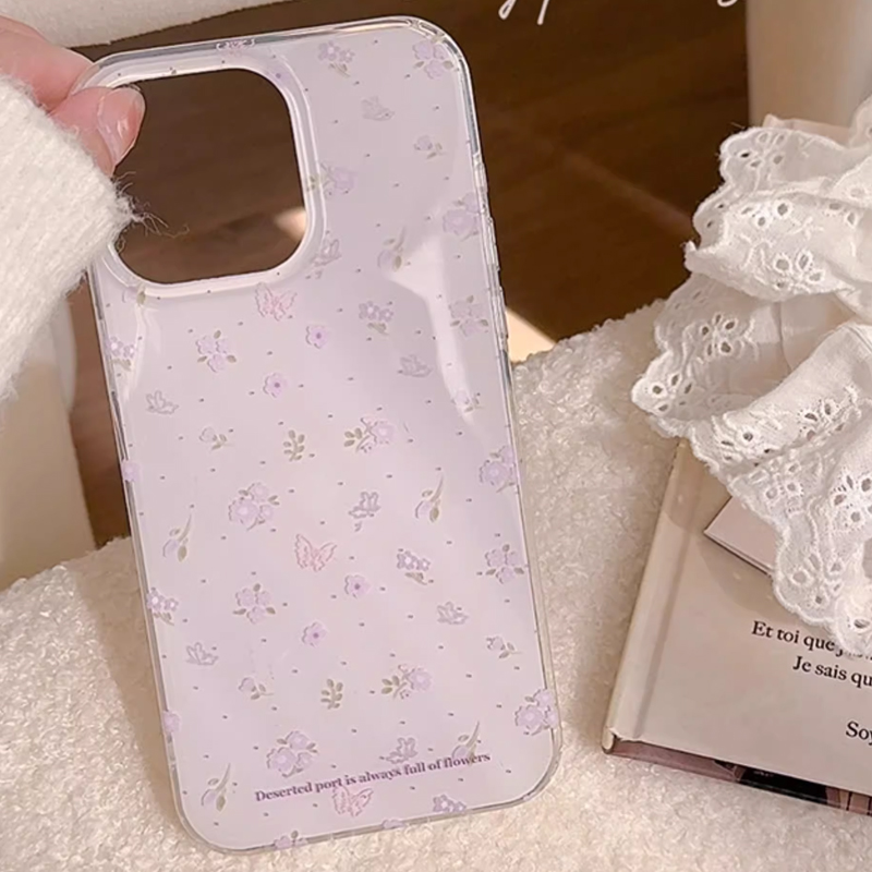 Ins Korean Purple Floral Gentl - Phone Cases Purple review and price