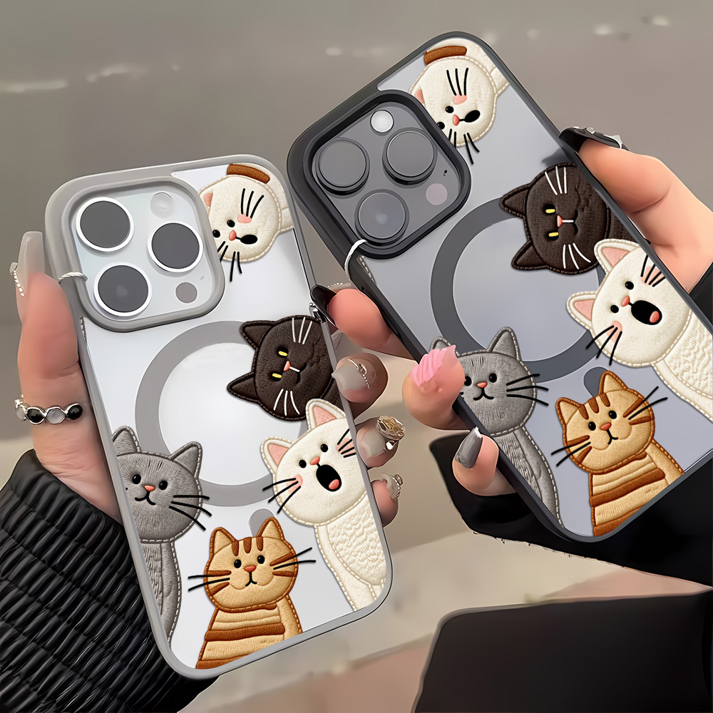 Cute Faux Embroidery Cat Phone - Phone Cases Store review and price