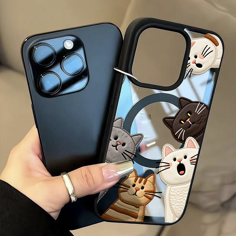 Cute Faux Embroidery Cat Phone - Phone Cases Store review and price